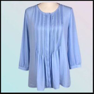 Banana Republic Pleated Hidden Button Down Blouse | Periwinkle Blue | Size Small